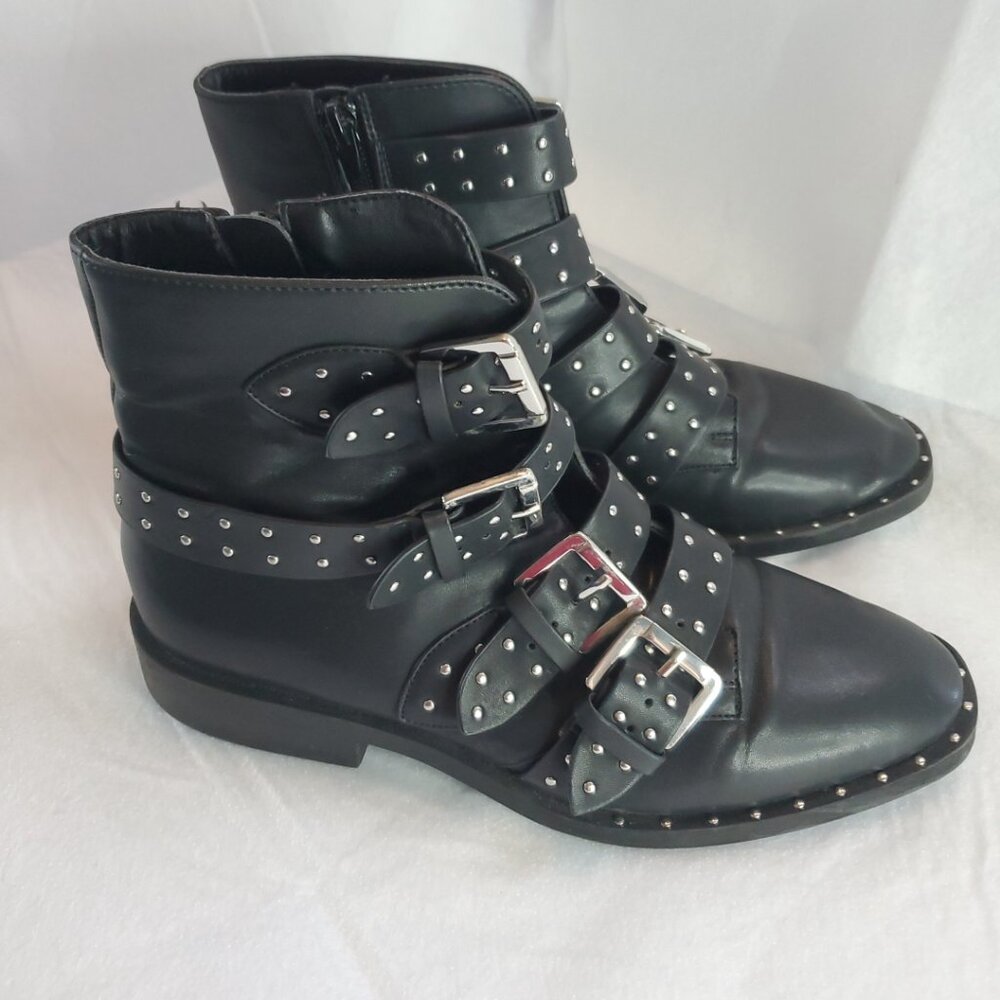 Forever 21 studded buckle strap combat boots size 5